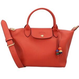 Longchamp Le Pliage Xtra Top Handle Leather Bag, Red Orange 🍊Offers Encouraged 🙌